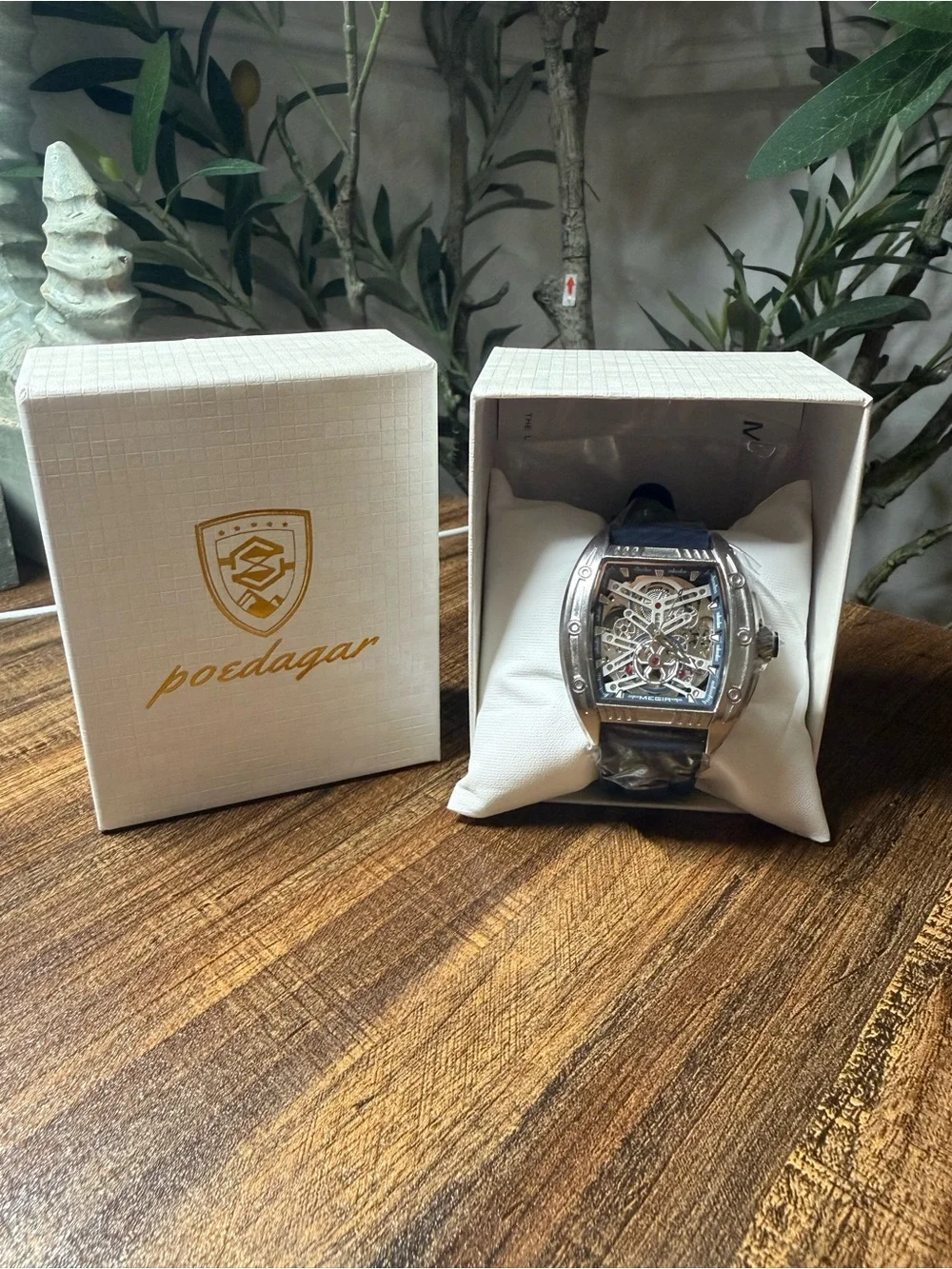 NEW MEGIR 8601G Automatic Skeleton Men’s Watch Blue + Box